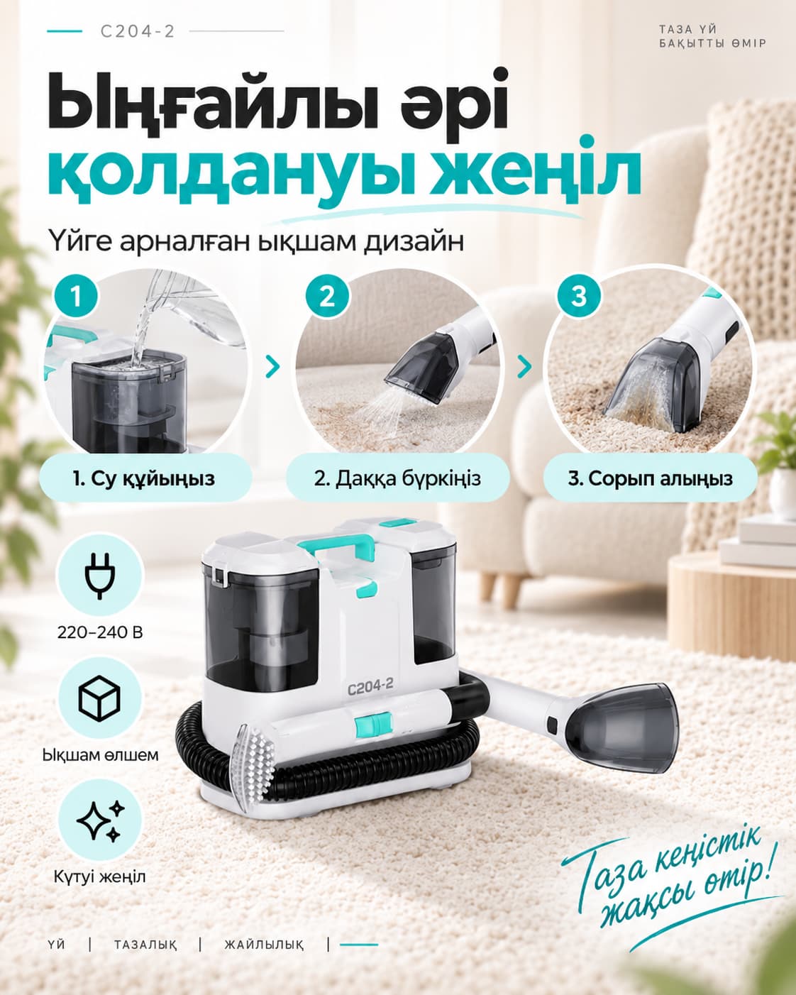 Шашыратқыш-сорғыш мата тазалағыш сериясы (екі үлгі) Тауар туралы толық 6